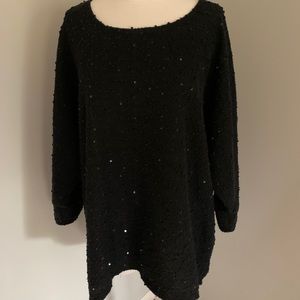 Black knitted raglan sleeve top with sequins